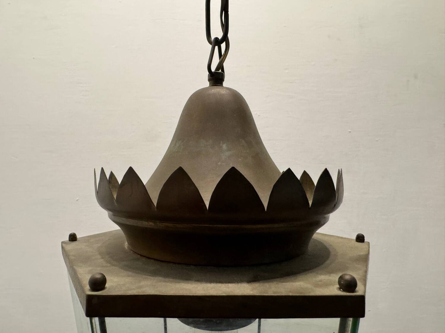 Suspension en verre et bronze vintage des années 1950