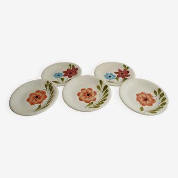 5 dessert plates Primula - Italy - flower motifs