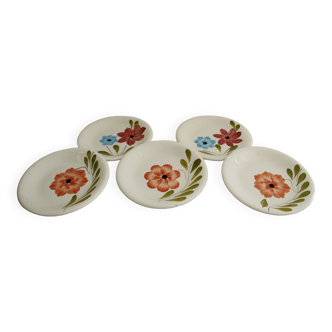 5 assiettes dessert Primula - Italy - motifs fleurs