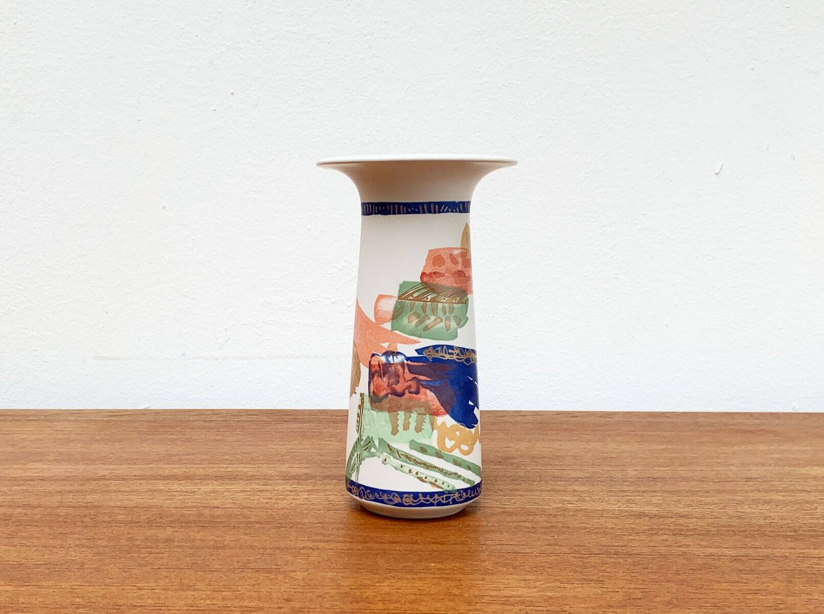 Vintage German ceramic vase Postmodern Alta Mira series by Gilbert Portanier for Rosenthal, 1980s.