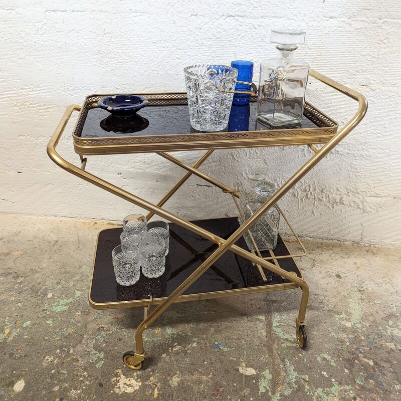 Foldable vintage bar trolley