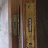 Rare Biedermeier guillotine secretary, made of walnut and marquetry.