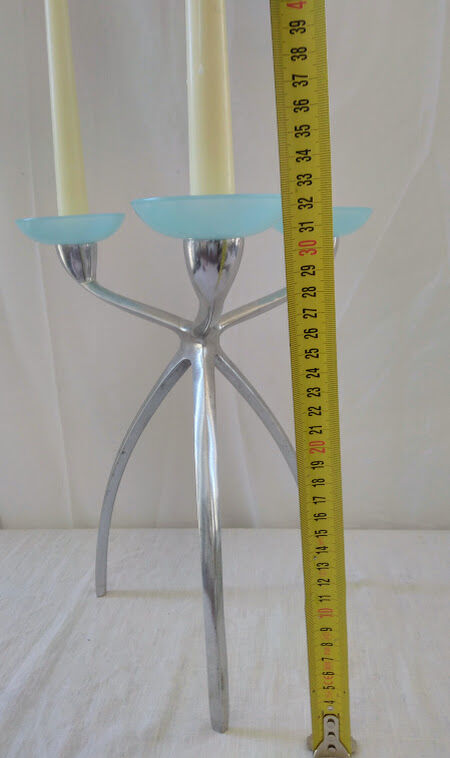 Chrome and blue seventies candlestick