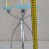 Chrome and blue seventies candlestick