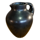 Black Enameled Ceramic Pitcher Signed MADOURA