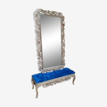 Banquette avec miroir bleu
