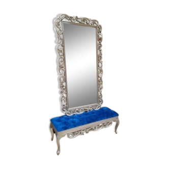 Bench with blue mirror