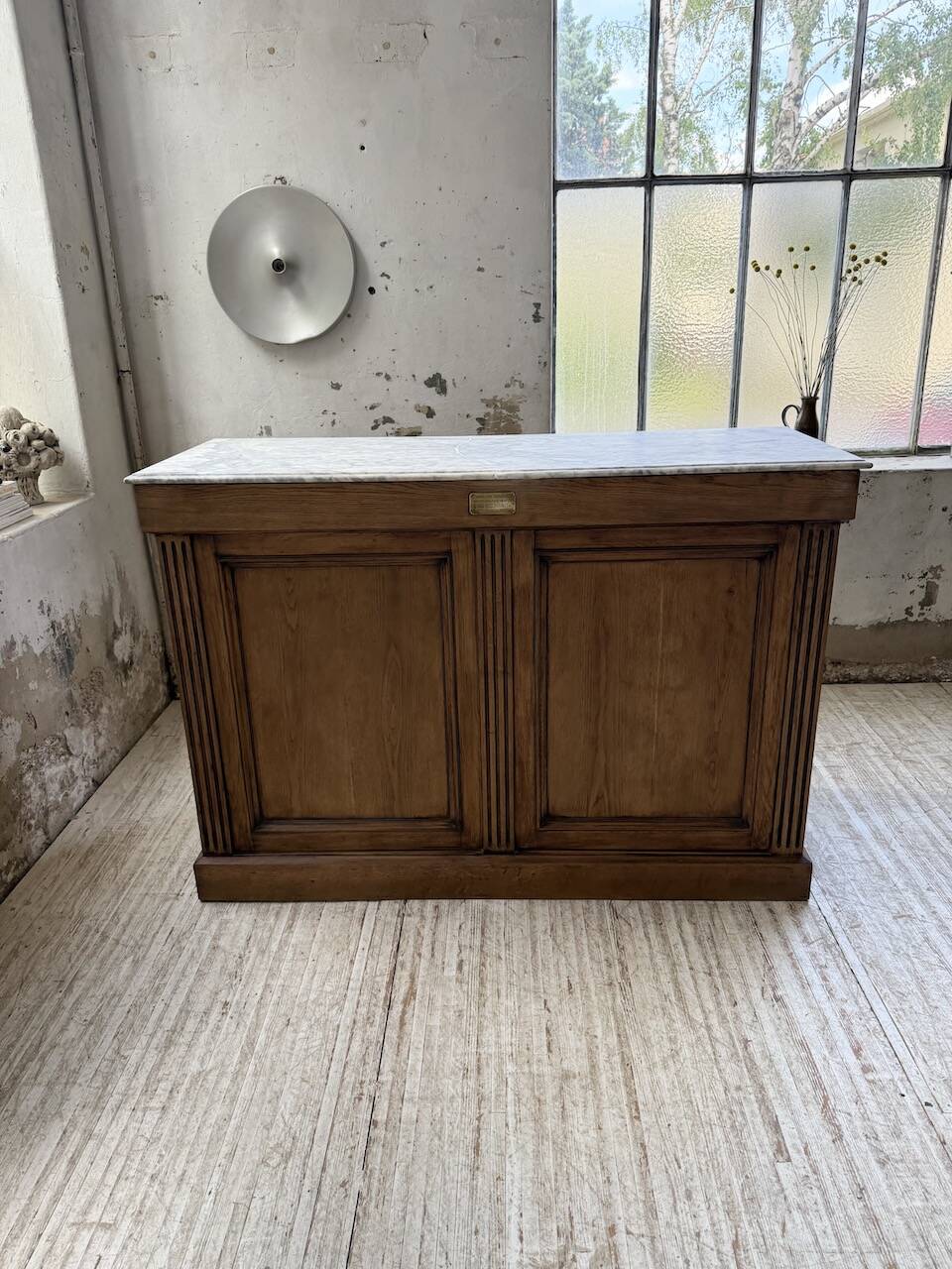 Oak and marble counter 1950