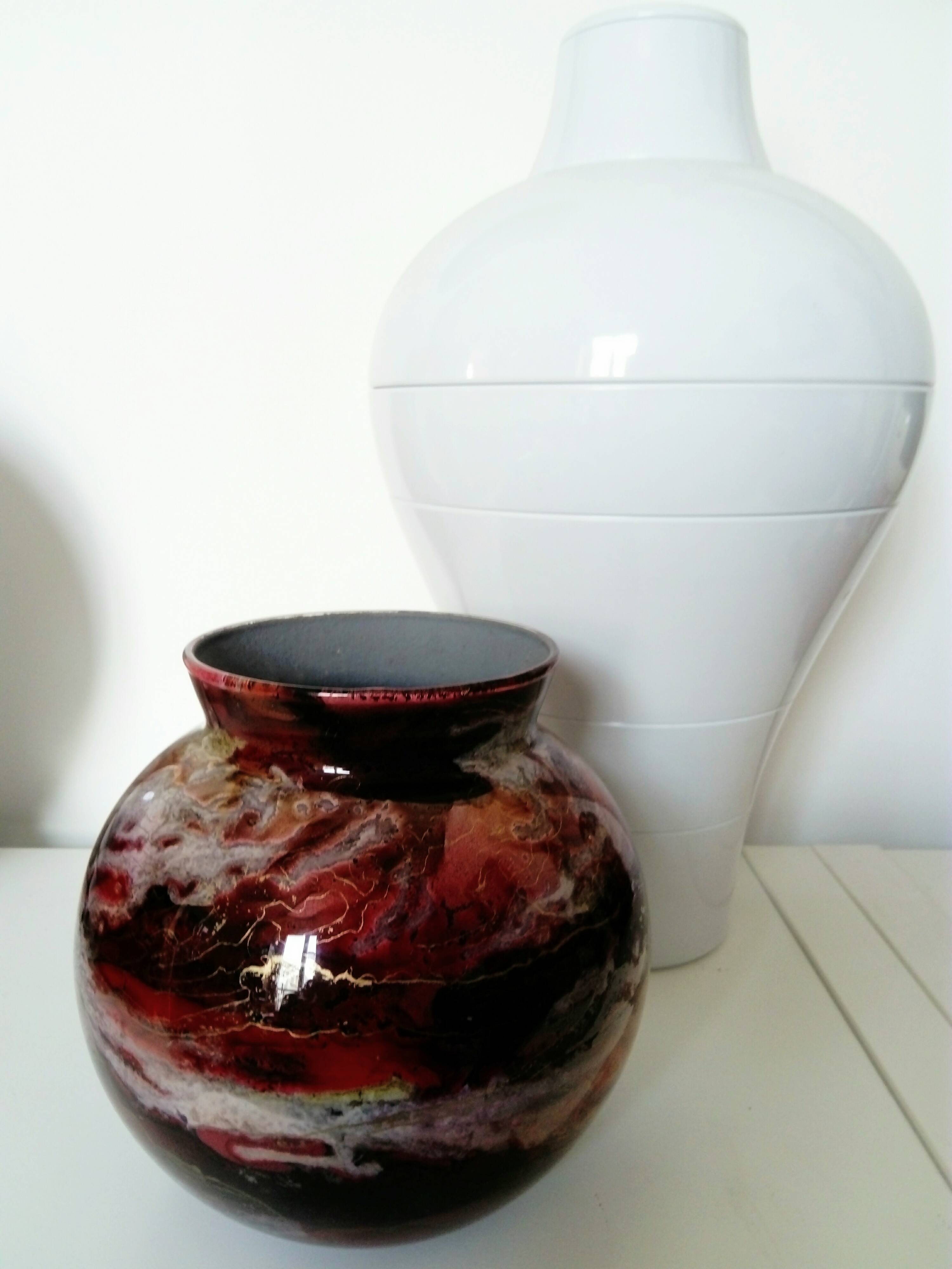 Lacquered glass ball vase by Jean Noel Bouillet