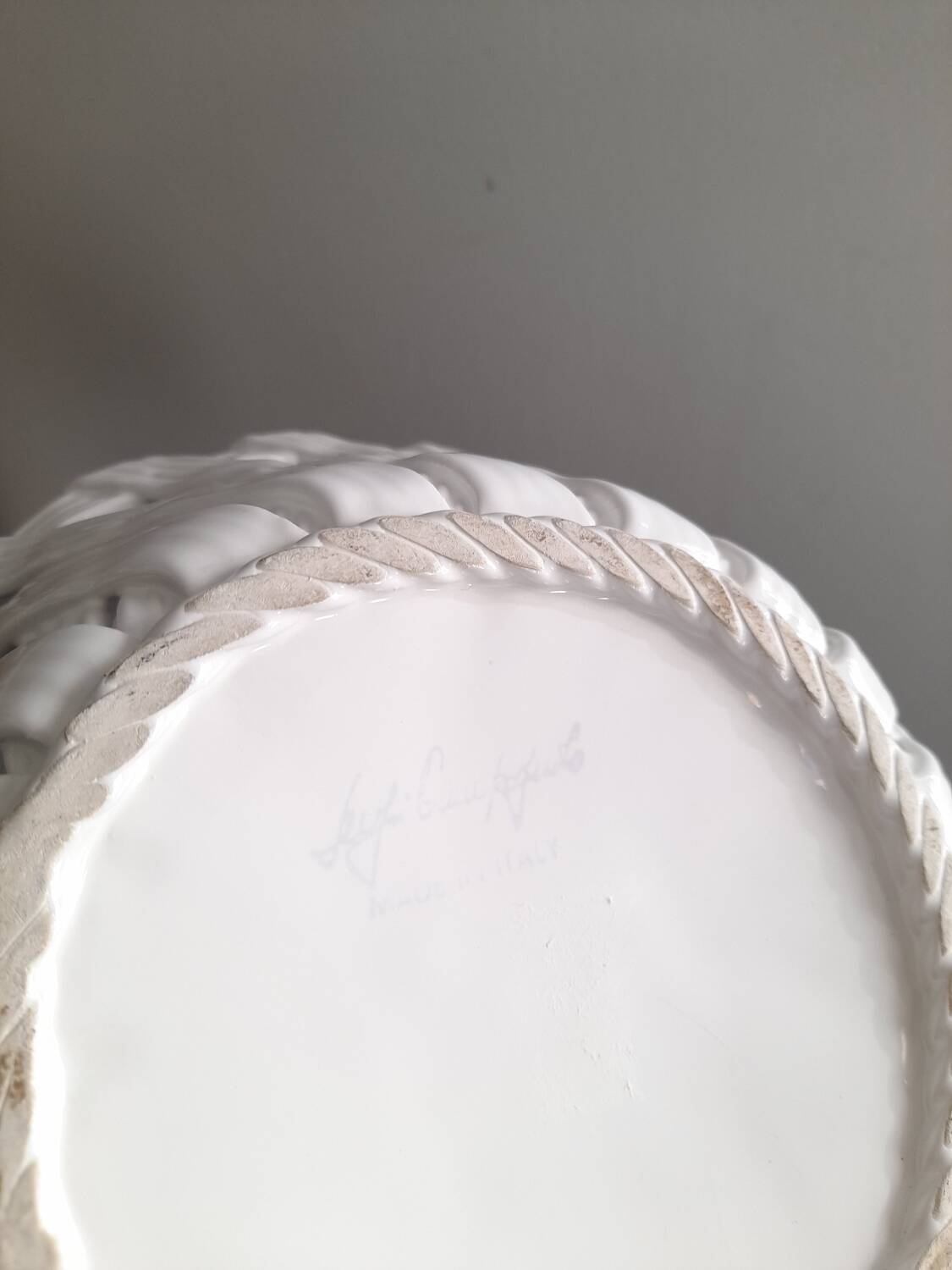 Italian woven ceramic basket