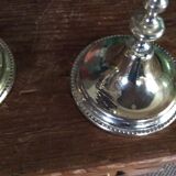 Pair of gold metal candle holders