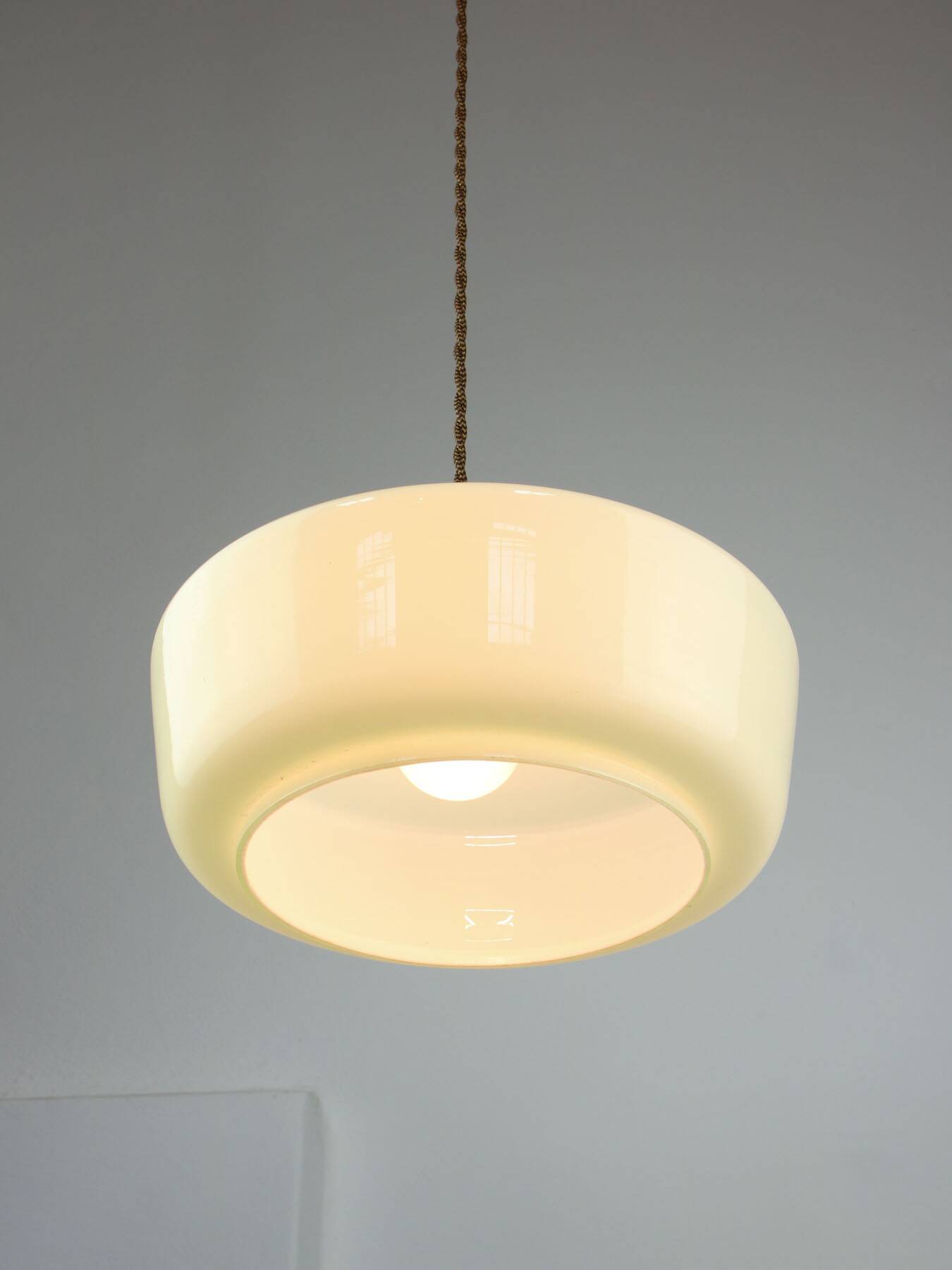 Mid-century italian glass & brass pendant lamp