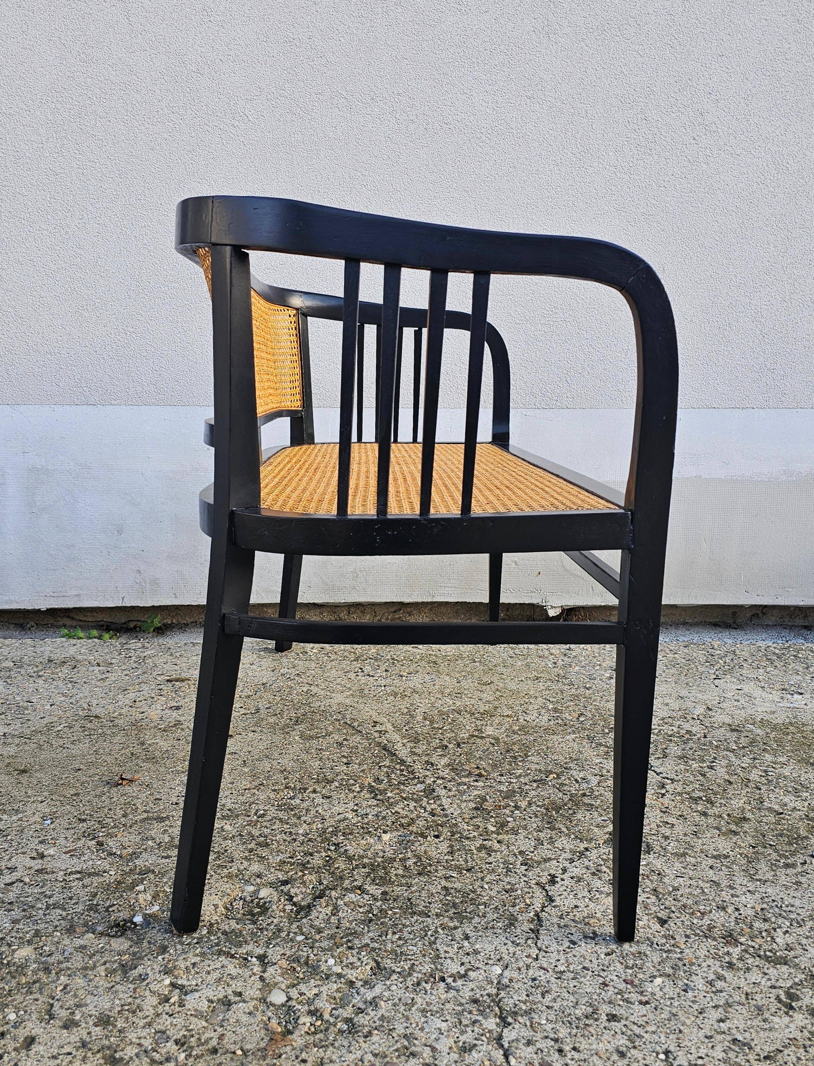 Vienna Secession beech canapé with cane seat and backrest.