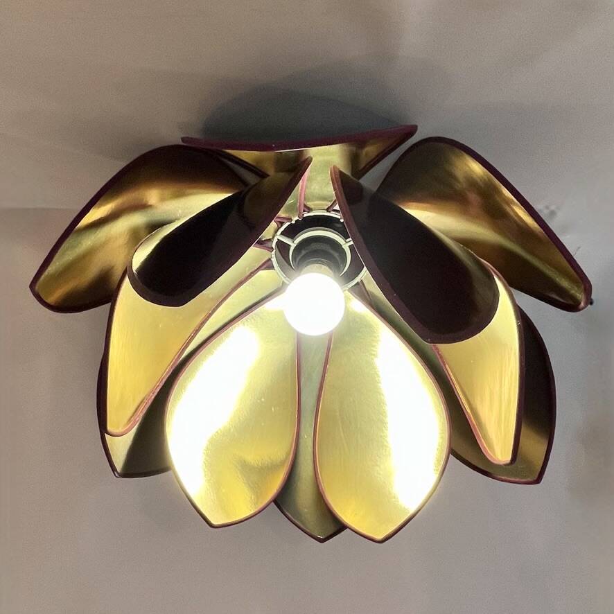 Robert de Schuytener Lotus flower design pendant light, 80s vintage ceiling light