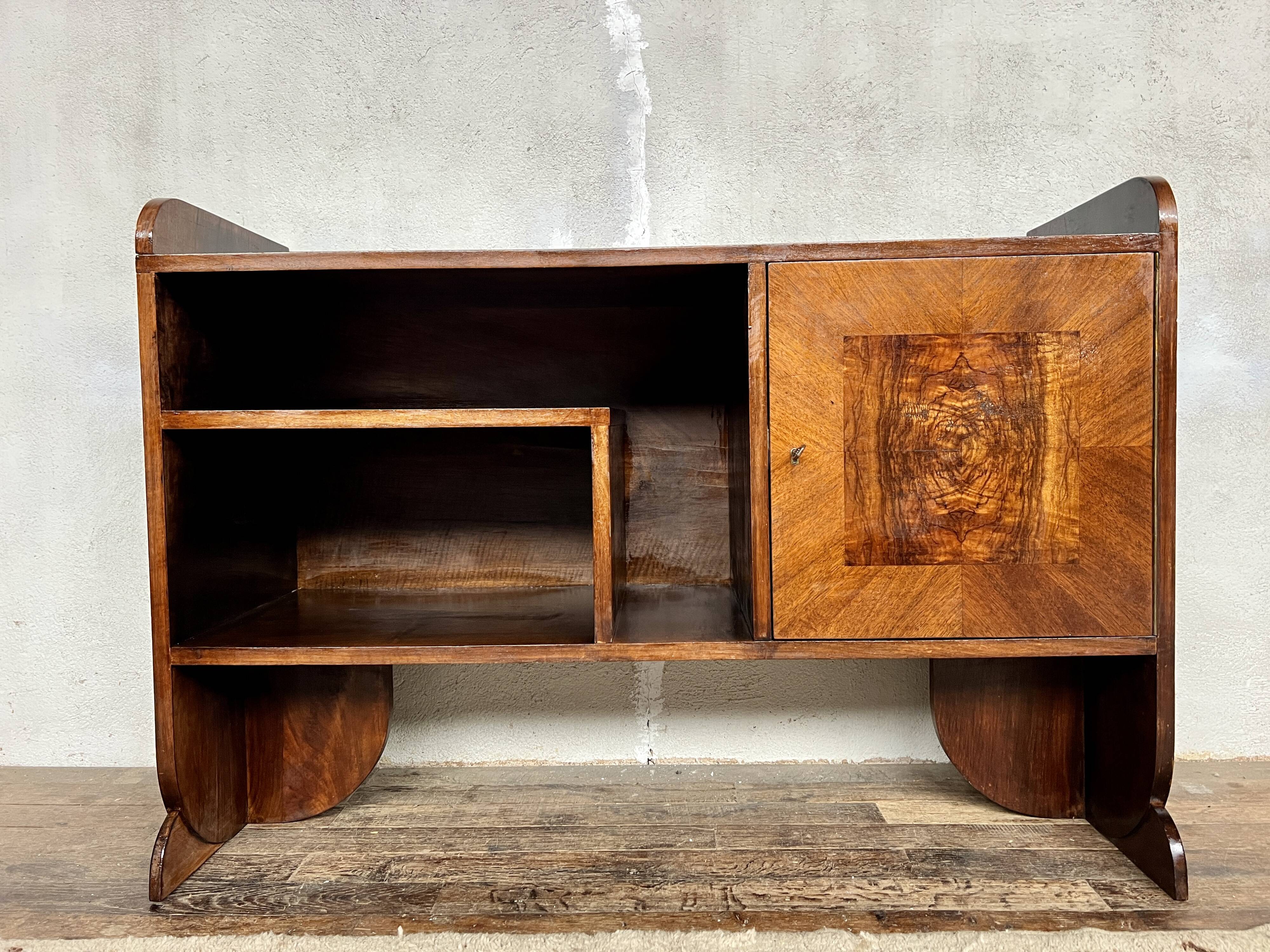 Art Deco shelf in wood and burl