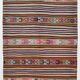 5x8 Kilim Colorful Striped Vintage Wool Kilim Rug, 160x232 Cm