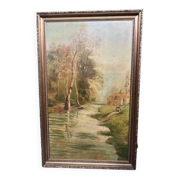 Grand forest landscape signed