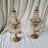 Pair of crystal lamps