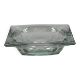 Cendrier vintage carré en verre, design minimaliste