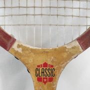 Vintage wooden tennis racket "Tigris" Courtrai, Belgium
