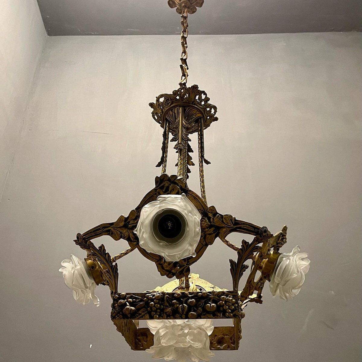 Italian liberty gold gilded chandelier