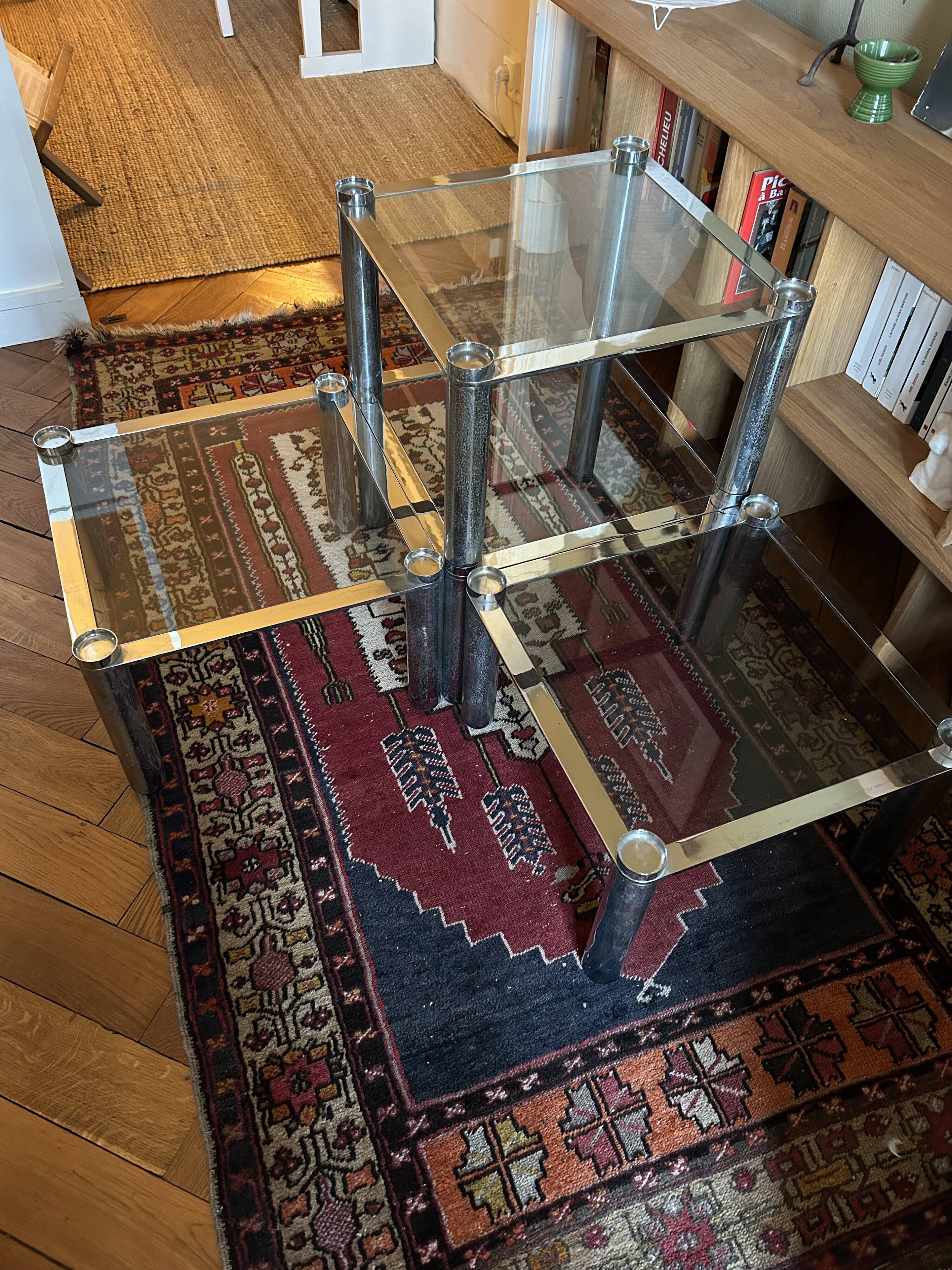 Glass and chrome coffee tables
