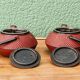 Pair of individual Japanese teapots