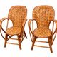 Ensemble de jardin vintage en rotin tressé –table ronde et 4 fauteuils