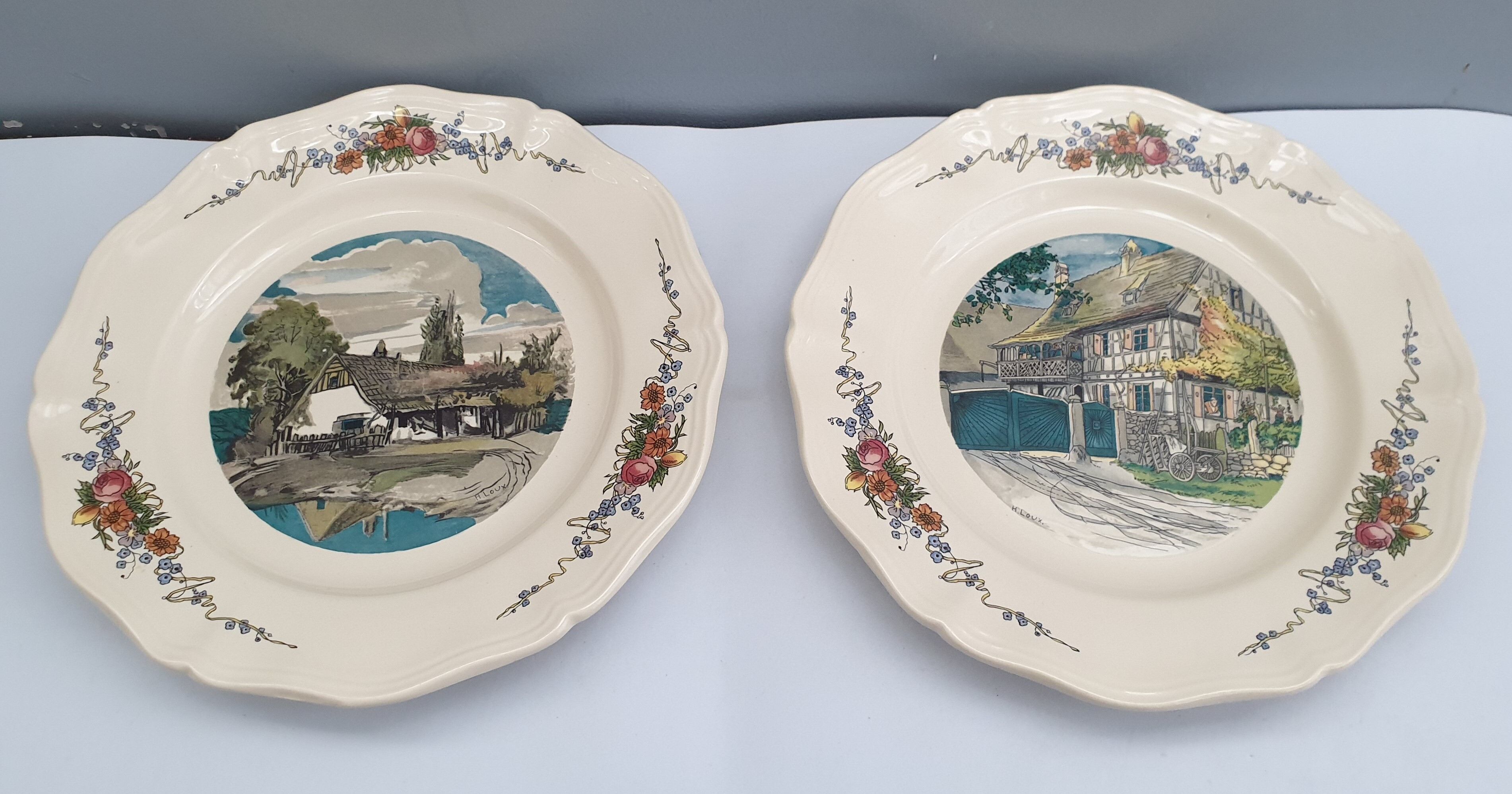 Set of 5 flat plates vintage faïence de Sarreguemines