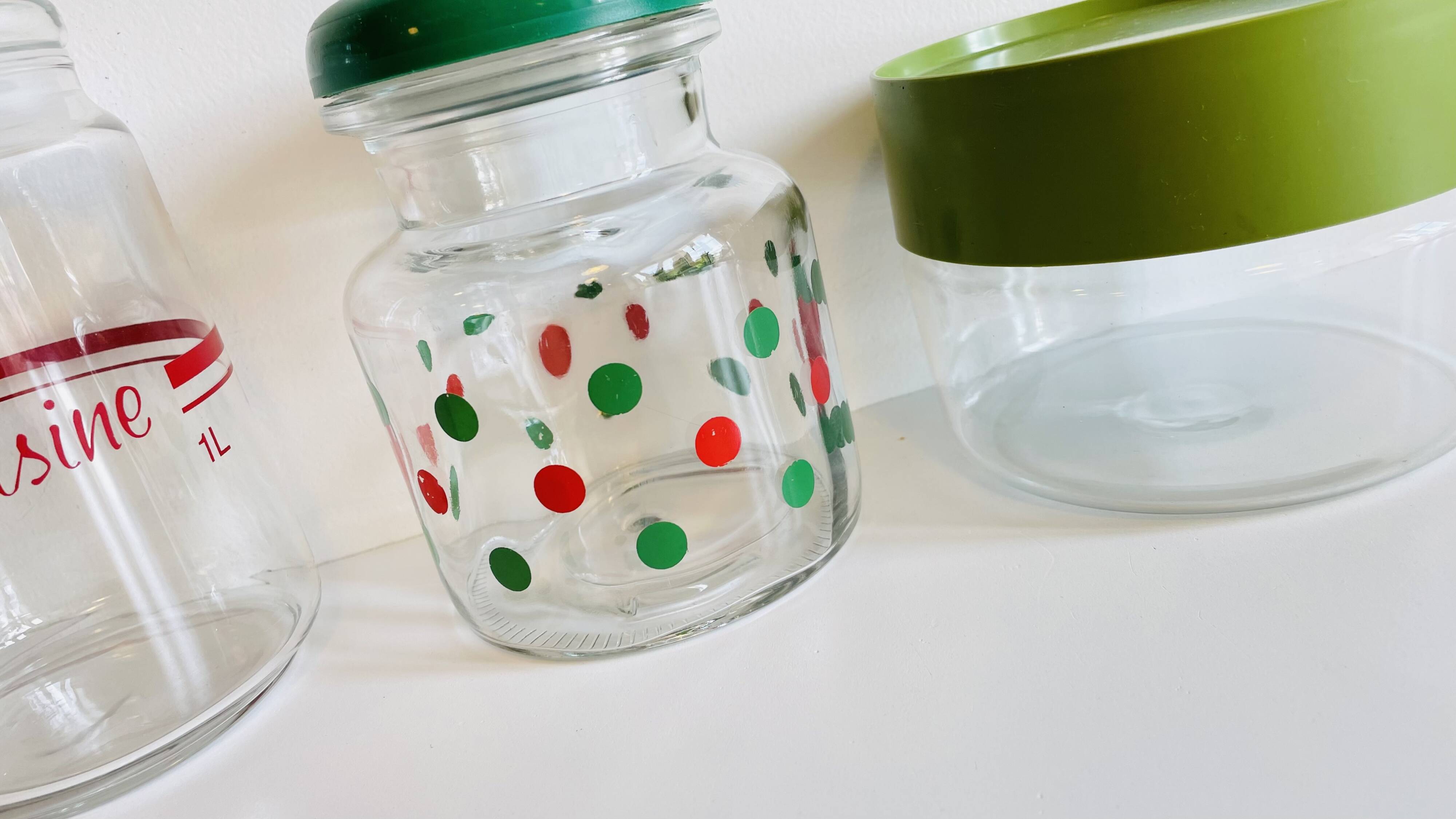 glass and colored kitchen jars