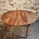 Antique walnut drop-leaf dining table – French round table 110 cm