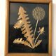 Wooden frame - gold vegetable decoration - golden dandelions