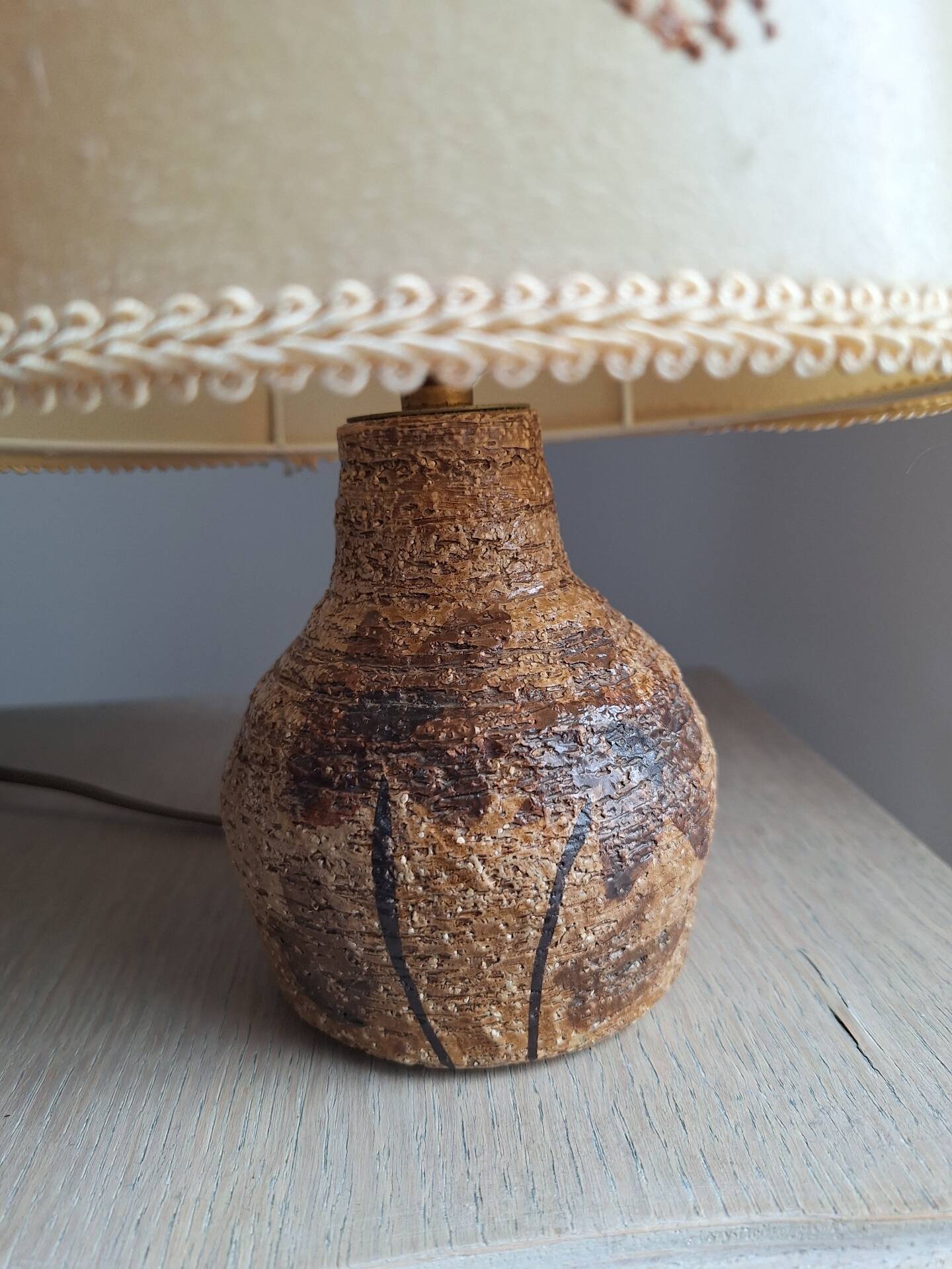 Lampe en grès et fleurs séchées atelier " Le Trident " Vallauris