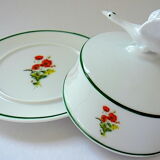 Limalonges porcelain butter decorated with bouquets of poppies