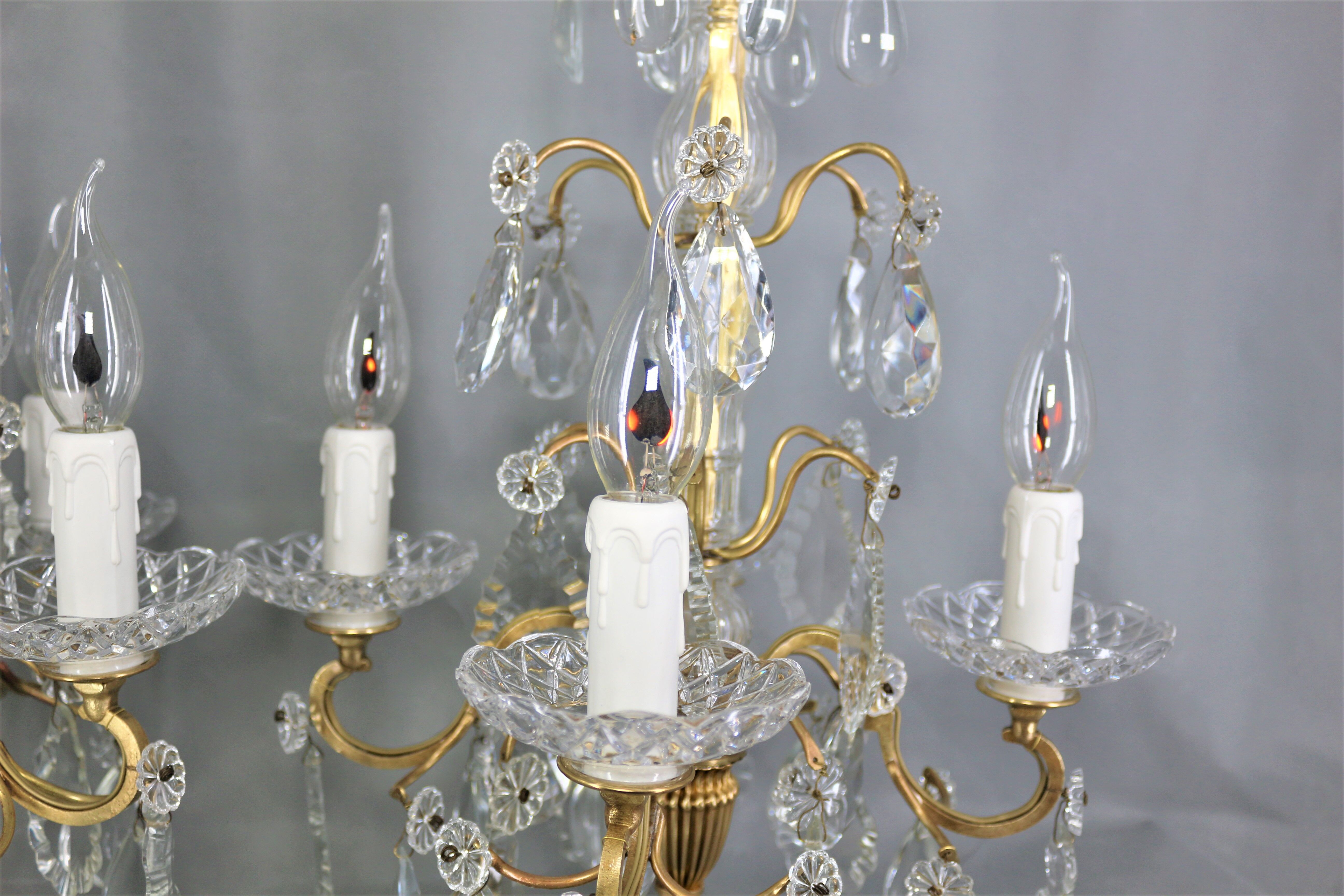 Pair girandoles chandelier bronze & crystal louis XV style