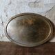 French vintage oval mirror with beveled glass and metal frame