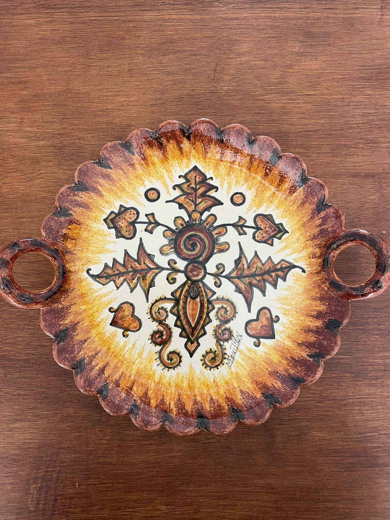 Ceramic cake dish from Quimper P.Fouillen