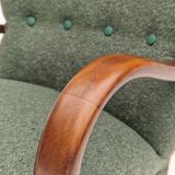 Fauteuil restauré, tissu vert bouteille