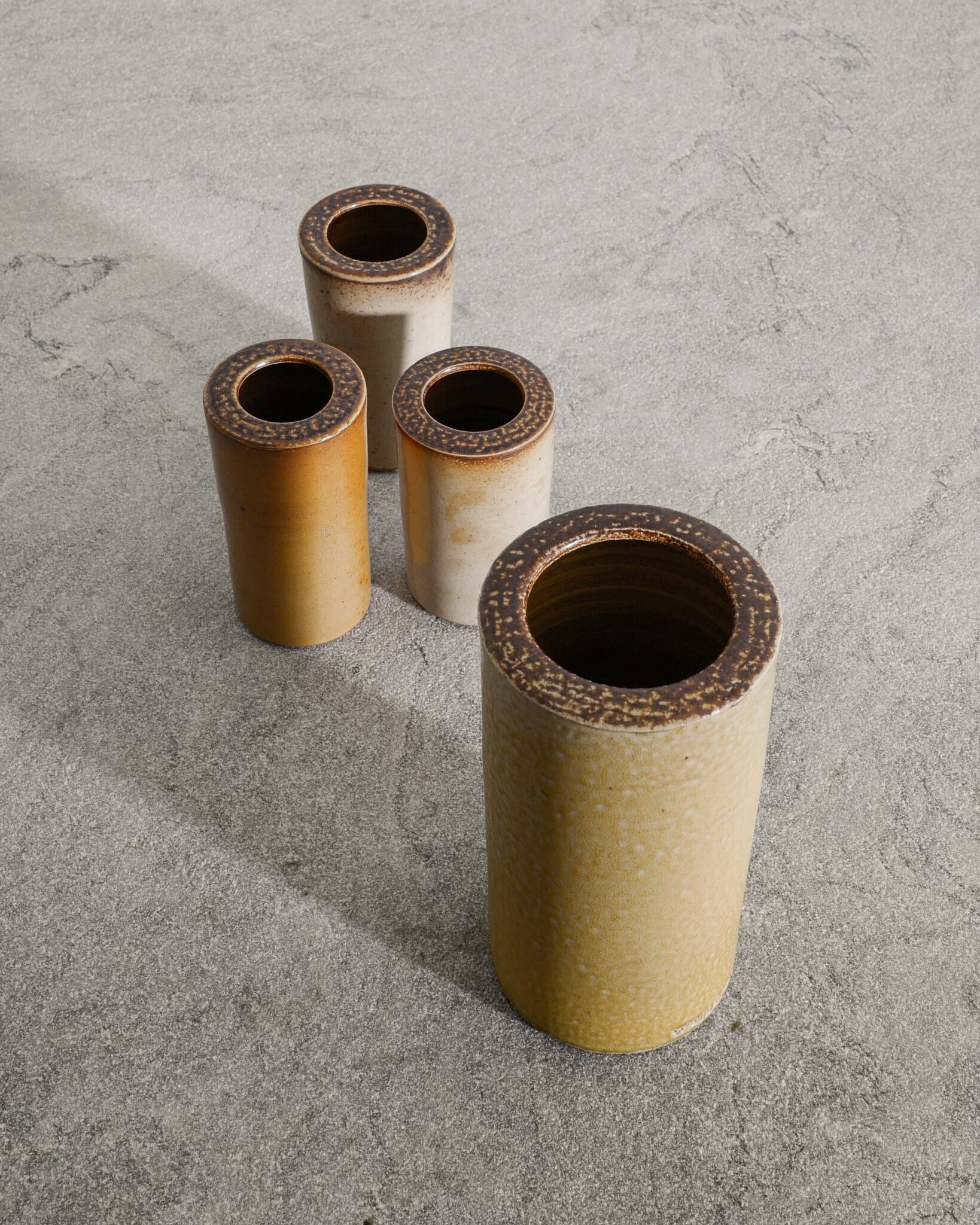Swedish Cylinder Stoneware Vases by Arthur Andersson for Wallåkra, 1940s