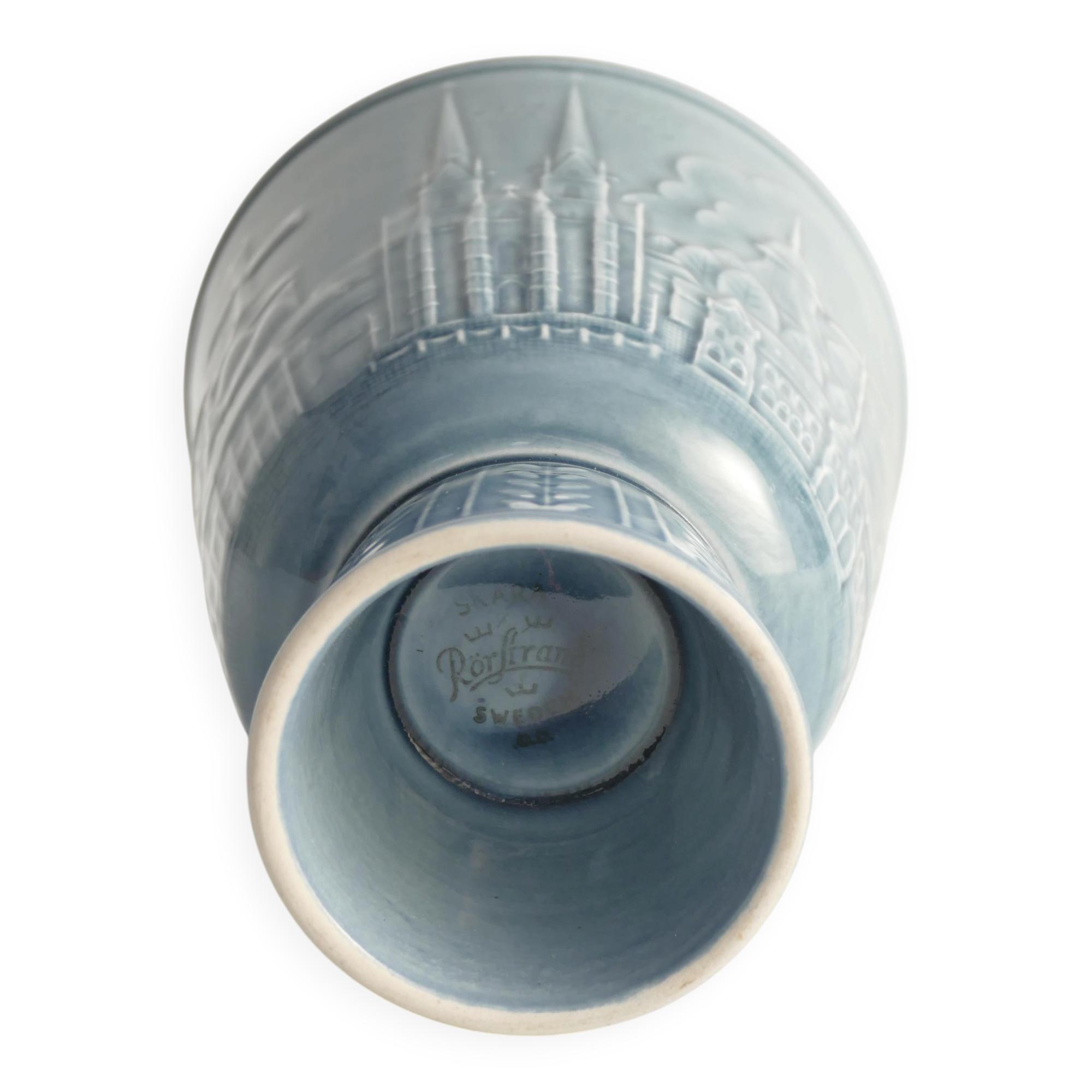 Vase bleu français moderne scandinave par Gunnar Nylund pour Rörstrand, Suède 1950