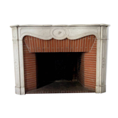 Louis XV style fireplace Model Pompadour White Carrara marble 20th century
