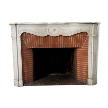 Louis XV style fireplace Model Pompadour White Carrara marble 20th century