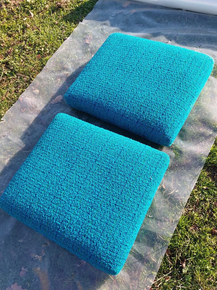Norwegian living room set in blue fabric, vintage scandinavian 1960s