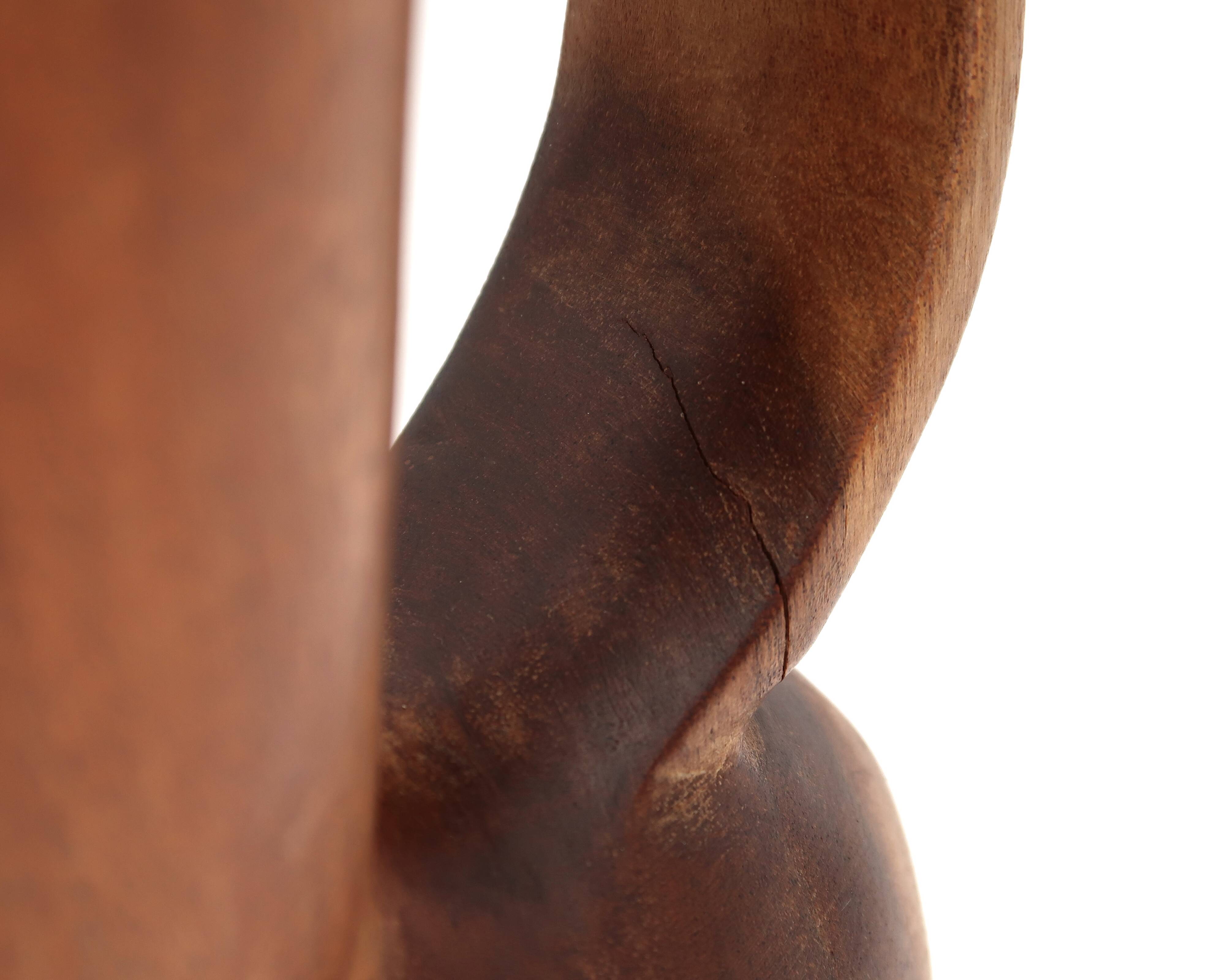 Grand vase jarre à anses sculptural en bois, années 50