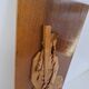 Mid-century Czech hand-carved wooden shepherd wall relief, 1960.