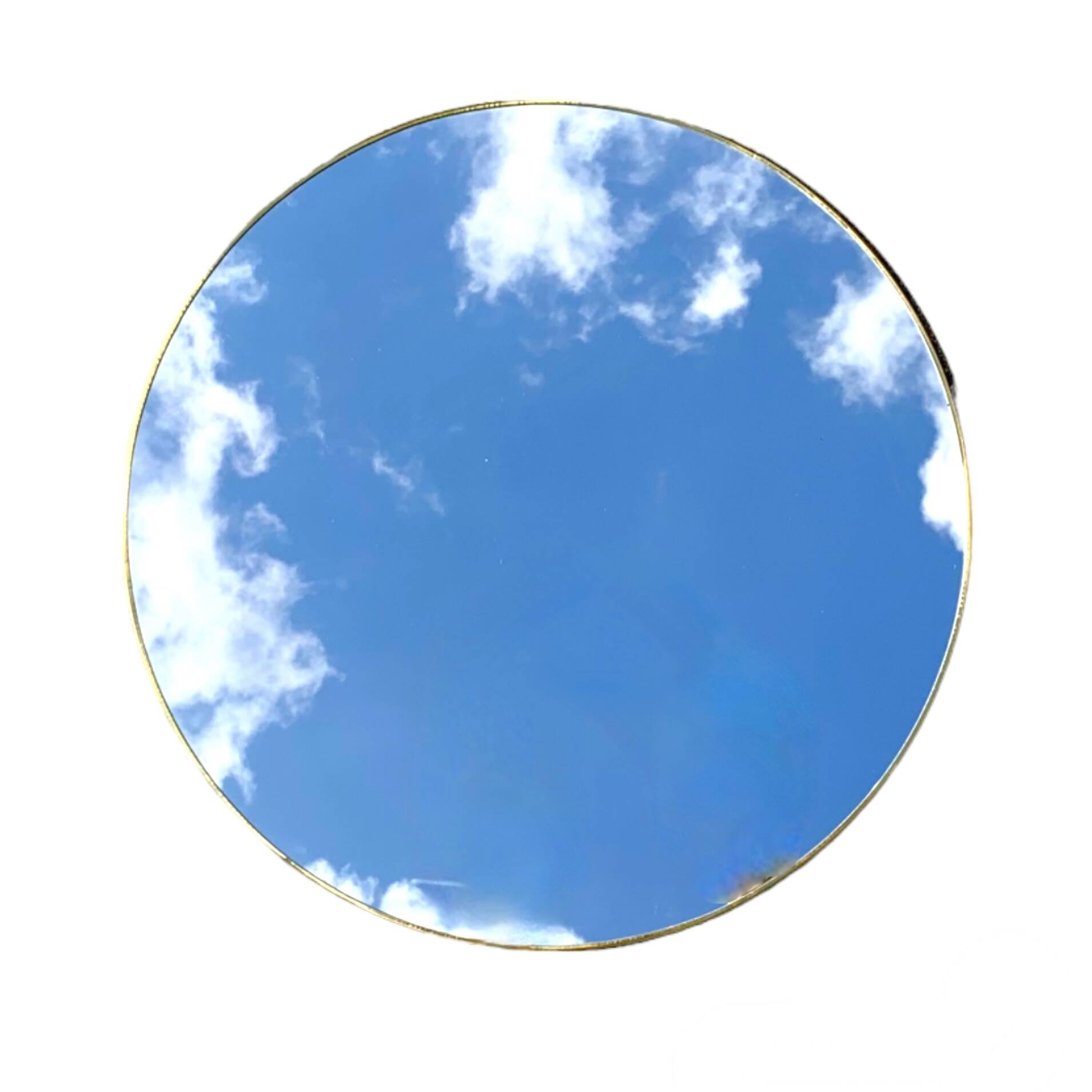 Round mirror with brass rim - 55 cm