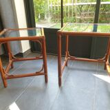 Tables gigognes en bambou rotin et verre