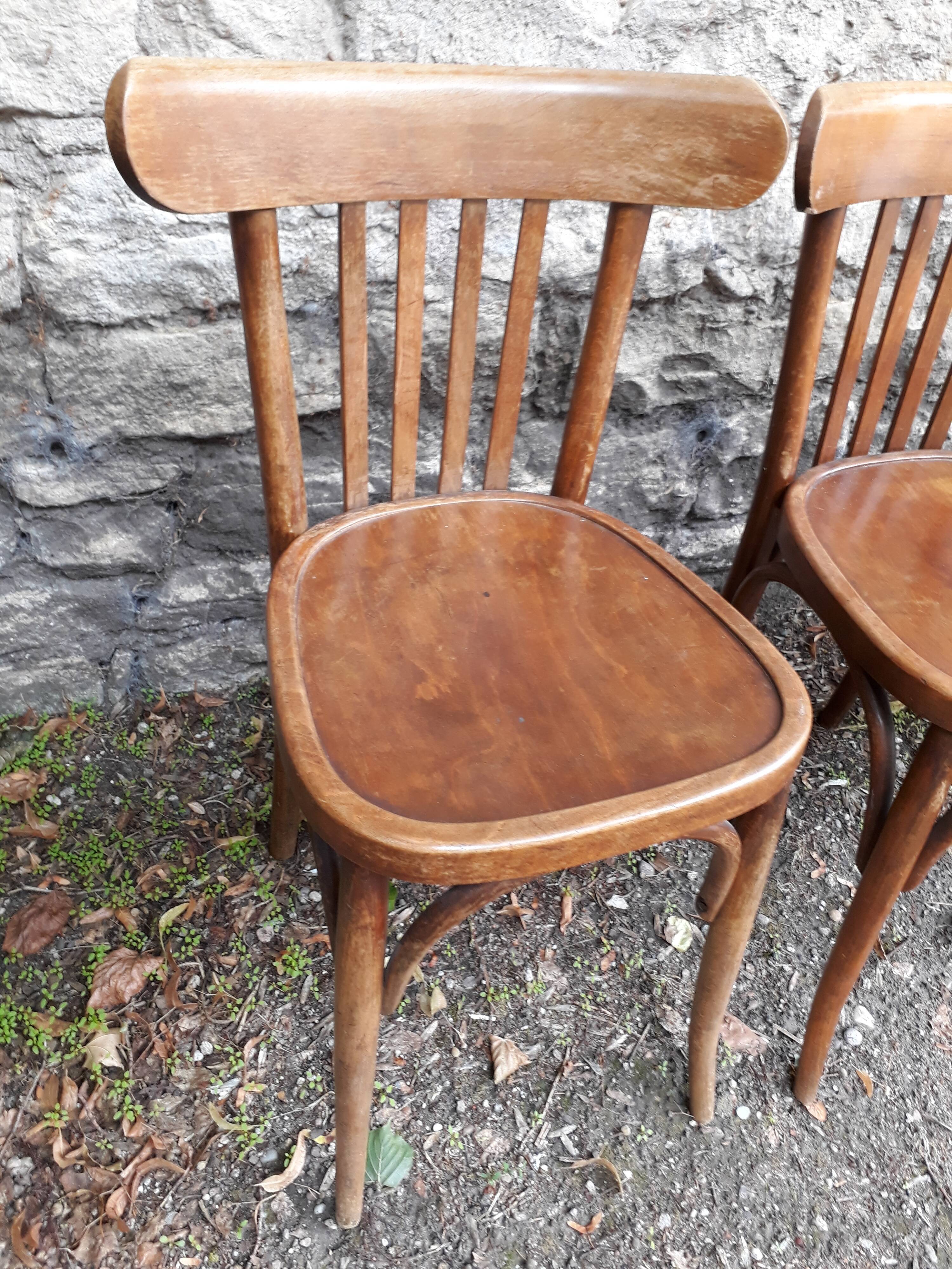Series of 4 chairs bistro Mahieu 50s