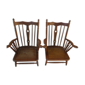 Paire fauteuils vintage bas haut dossier scandinave années 50/60