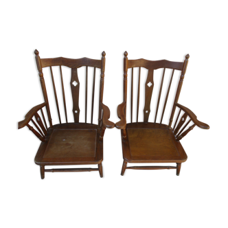 Pair armchair low high-back scandinavian 50/60